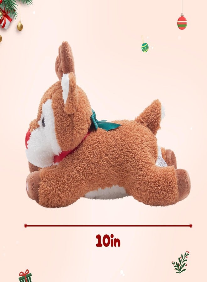 Glow Guards Christmas Reindeer Stuffed Animal Light up Music 10'' Night Light LED Glowing Singing Elk Plush Toy Decoration Birthday (Light Brown) - Image 2